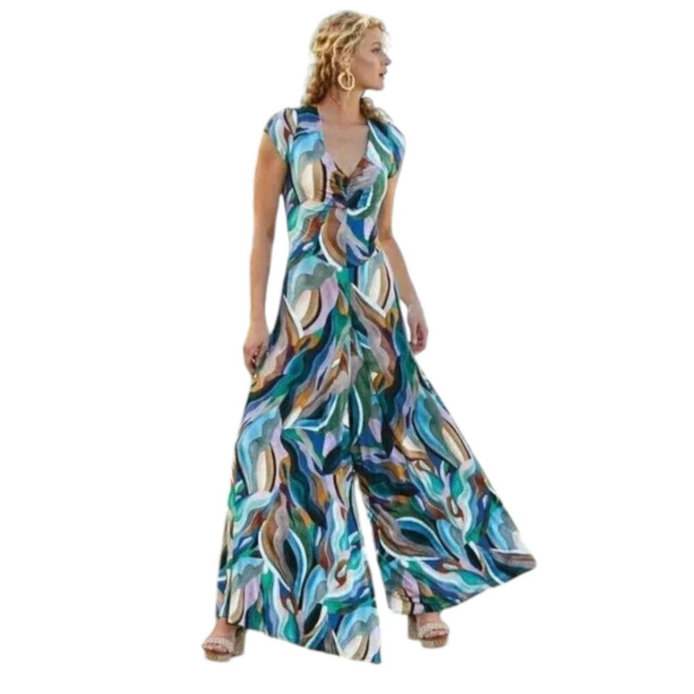 Soft Surroundings Multicolor Printed Wide-Leg Jumpsuit